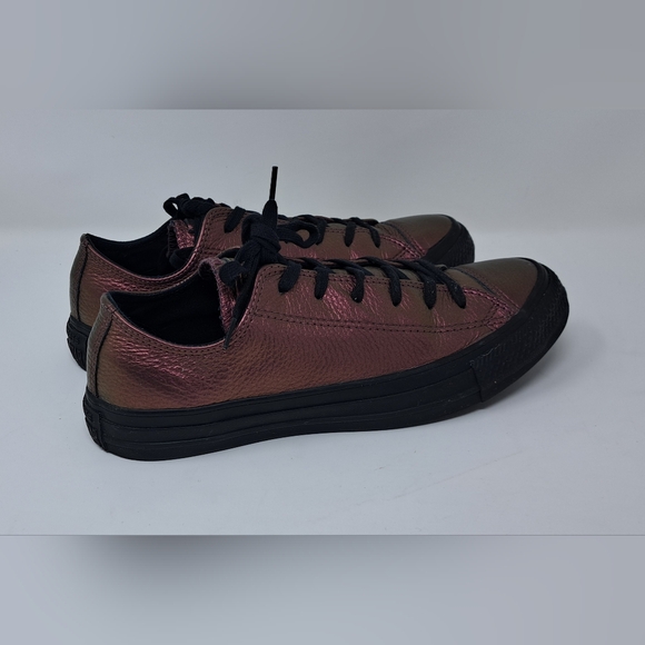 Converse Low Top Sneakers Purple Shiny Metallic Leather Lace Up 7.5 US / 5 UK - Picture 13 of 16